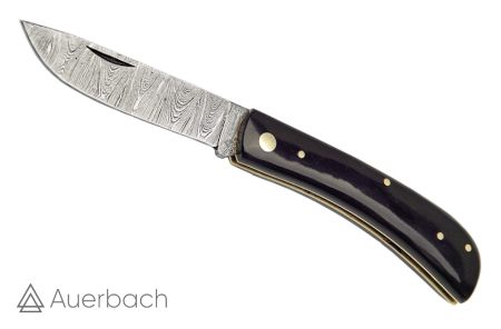 Auerbach Damastmesser Damaszener Stahl Horn "Edwin" Folding Knife