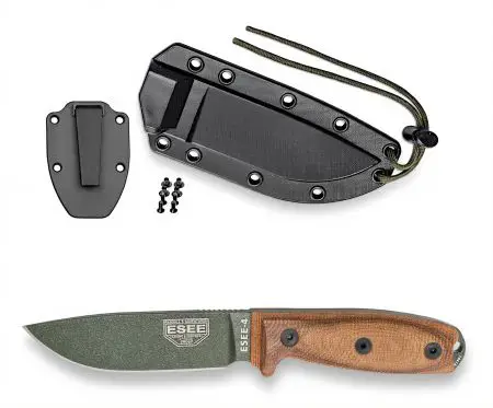 ESEE Knives Model 4 OD Green Blade Natural Outdoormesser