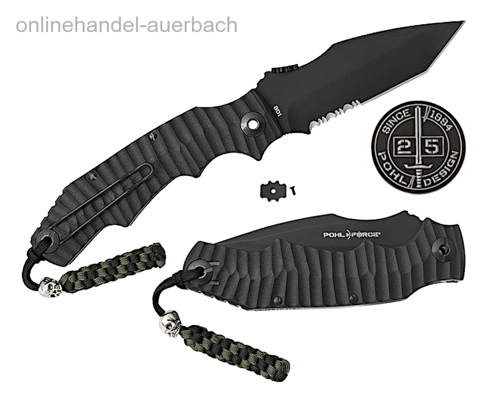 Pohl Force Alpha 5 five schwarz mit Zertifikat Jagdmesser Survival Plain 1048 