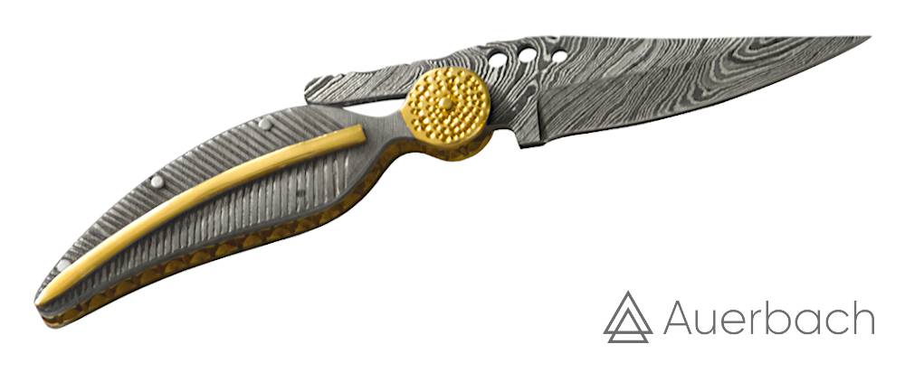 Auerbach Damastmesser Damaszener Stahl Friction Folder Folding Knife